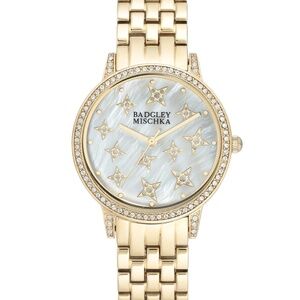 Gold-Tone Bracelet Watch With Star Accents